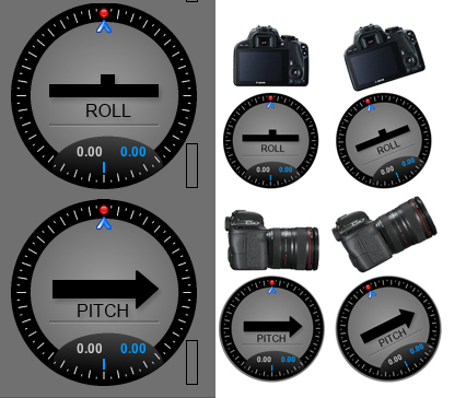 simpleBGC Roll and Pitch scopes meters sensor positions
