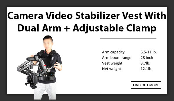 CAMETV 2.5-5kg Load Pro Camera Video Stabilizer Vest With Dual Arm + Adjustable Clamp