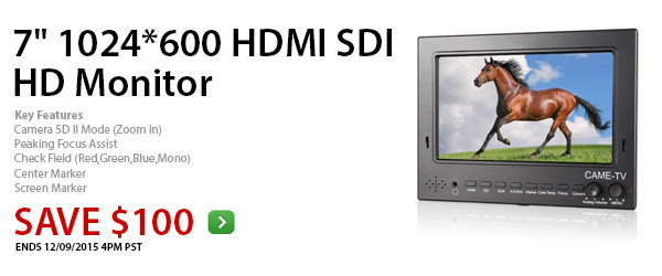 CAME-TV 7" 1024*600 HDMI SDI Pro-Broadcast HD Monitor 702-SDI