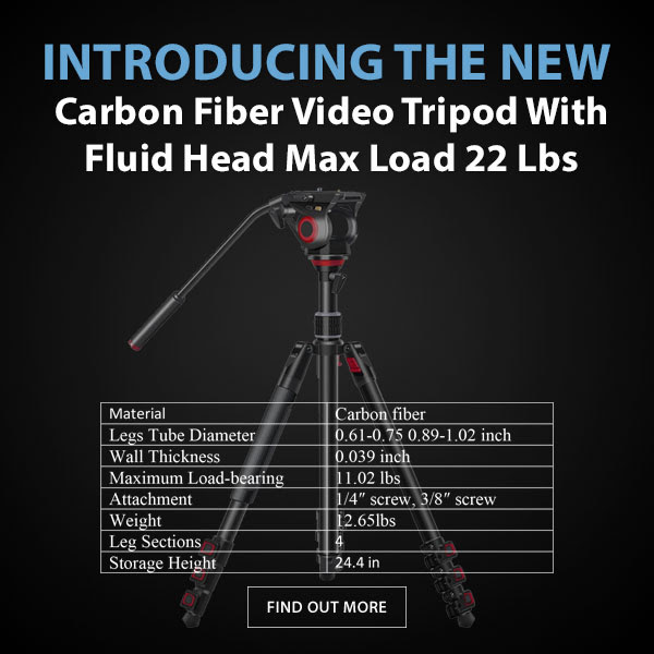 CAME-TV Carbon Fiber Tripod Max Load 22lbs