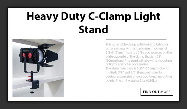 Came-TV Heavy Duty C-Clamp Desk Mount Light Stand with 1/4 and 3/8 Thread Hole for Video Lights 