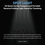 CAME-TV 4x Quick Set Up Compact and Portable Reverse Folding Light Stand for Traveling