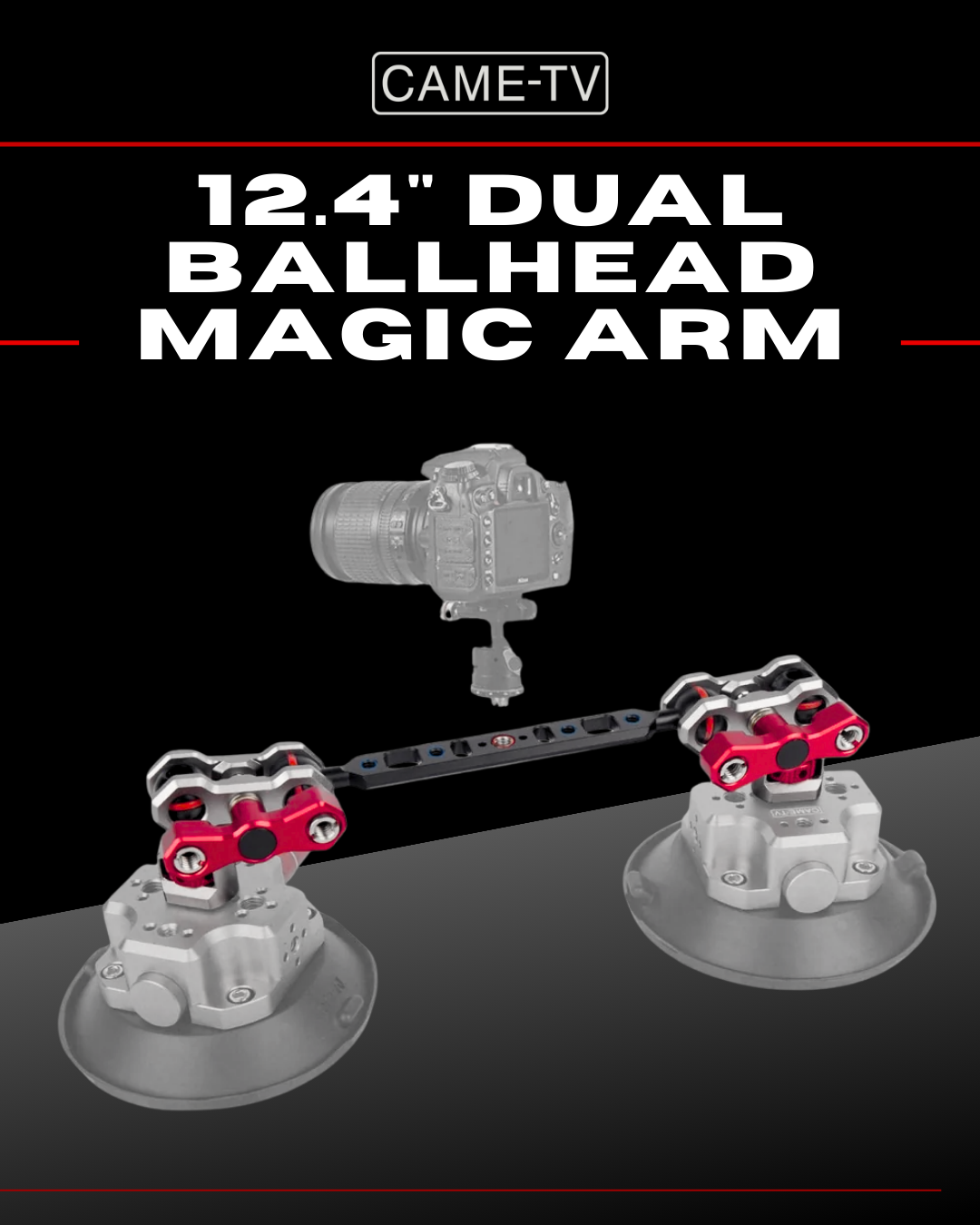 CAME-TV 12.4" Aluminum Articulating Magic Arm Dual Ball head Extension Bar
