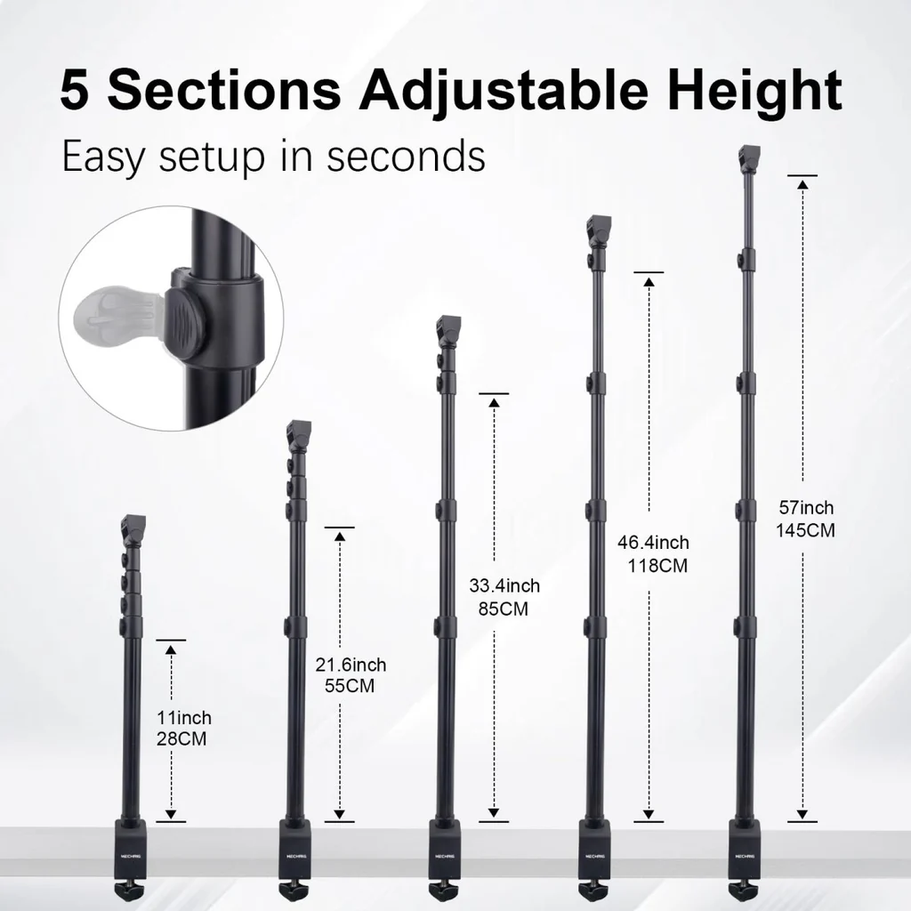 Elevate Your Content Creation with the Mechrig 5-Section Adjustable Telescopic Pole Desktop Stand