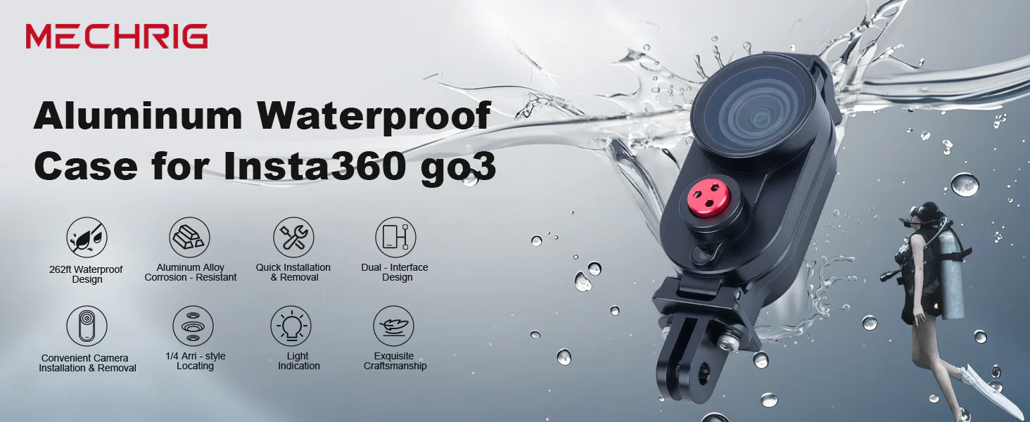 Make Waves! Shoot Underwater Like a Pro With The MechRig Deep Sea Waterproof Cage for Insta360 GO3/GO3S Cameras!